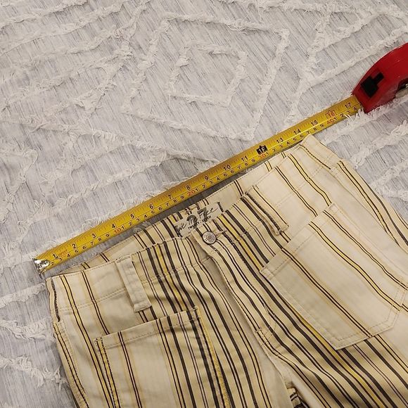 Free People yellow striped, frayed hem kick boot jeans size 27! - Picture 9 of 12